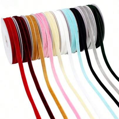 5 أمتار شريط قماش مخمل بعرض 6 مم، أشرطة وفيونكات للزينة في الأعراس والحفلات، شريط لتزيين الهدايا وصنع فيونكات الشعر والأعمال اليدوية