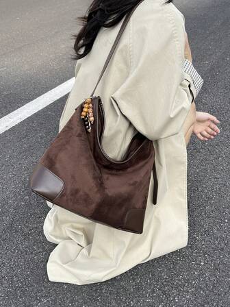 2025 New Fashion Suede Deer Fur Large Capacity Tote Bag Shoulder Bag Handbag