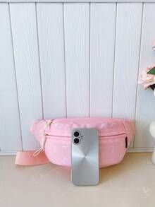 1 Stück Vorderer Reißverschluss Bedruckter Schleifen Nylon Stoff Lässige Brusttasche, geeignet für Teenager Mädchen, weibliche Studenten, Erstsemester und Büroarbeiter, perfekt für Büro, Uni, Arbeit, Geschäft, Pendeln, Outdoor, Reisen, Ausflüge, erster Schultag College Stil Hüfttasche