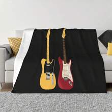 Mens Guitar Stratocaster Telecaster Music Retro Bands Funky P128 Game Promotion Spring High Quality Throw Blanket - NHƯ HIỂN THỊ - Xem 1