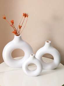 1/3个装饰花瓶，甜甜圈造型花瓶，北欧波西米亚风格花瓶，白色塑料花瓶，家居装饰中心摆件花瓶 - 适用于婚礼、餐桌、派对、客厅、卧室、办公室装饰，可插干花和植物 - 彩色 - 查看 4