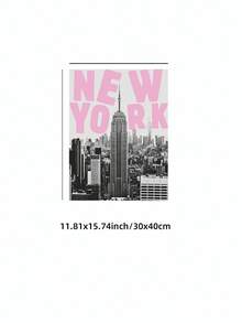 1 张无框帝国大厦海报，复古粉色印刷，复古都市美学墙面装饰，适合客厅、办公室、卧室、旅行主题礼物、返校装饰 - 彩色 - 查看 12