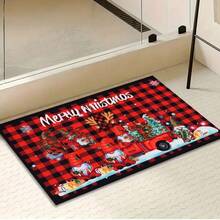 1 pieza Diseño de Gnomo Navideño y Árbol de Navidad, de fácil cuidado, resistente a la suciedad, adecuado para sala de estar/dormitorio/estudio/oficina/pasillo/cocina/entrada, creando ambiente navideño, estilo nórdico, aplicable para Navidad, alfombra de entrada con estampado de árbol, alfombra de felpa, alfombra gruesa, alfombra esponjosa, alfombra de otoño/invierno, alfombra gruesa para cocina