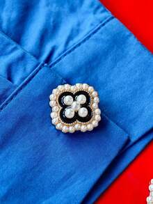 1pc/2pcs Button Cover For Shirt Pearl Cufflinks Covers Flower Sleeve Button Clip On Button For Dress Wedding Tux Decoration Button Clothing Accessories Gifts And Party(The Shape Of The Petals Is Random)) - Gold-four Leaves - View 6