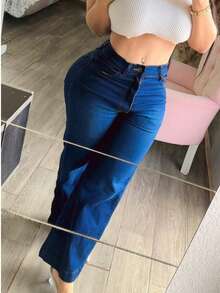 Pantalón Baggy Moteado De Mezclilla - Azul - Ver 1