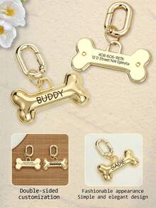 1pc Customized Pet Dog Tag, Fashionable Personalized Double-Sided Engraved Cat Dog Tag, Brass Bone Shaped Engraved Pet ID Tag For Dogs And Cats, Small Gold Dog ID Tag Personalized Double-Sided Engraved Cat Dog Collar Pendant, Drum Shaped Brass Decorative, Engraved Fashionable, Stylish, Colorful, Retro, Cute, Contract, Beauty Customized, Unique, Personalized Pet Anniversary, Birthday