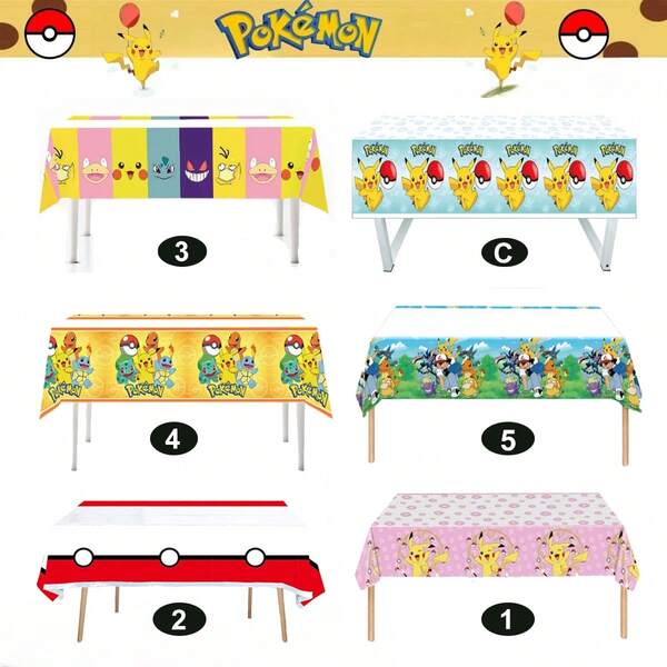 pokemon 1 pieza Mantel de Pokémon para decoraciones de fiesta de cumpleaños, decoración de fiesta de cumpleaños con tema de Pikachu, mantel desechable para mesa, cubierta de mesa, regalo de juguete, artículos para fiesta