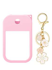2pcs/1pc (30ml) Hand Sanitizer Spray Bottle Protective Case, 26 Cherry Blossom Letter Pendant, Silicone Spray Bottle Anti-Drop Anti-Collision Protective Cover, Keychain Design, Easy To Carry For Travel, Can Be Hung On Bags, Keys Or Children's Backpacks, Wear-Resistant, Waterproof, Reusable Protective Cover Suitable For Hand Sanitizer Spray Bottle, Travel, Outdoor, Gifts, Halloween Gifts, Christmas Gifts