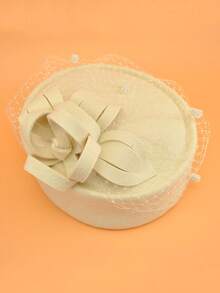 1pc Elegant British Style Wool Felt Hat, Luxury Mesh Design, Fashionable & Versatile, Minimalist , Exquisite Craftsmanship, Unique Design, Skin-Friendly, Suitable For Home, Outings, Gatherings, Work, Business, Flight Attendant