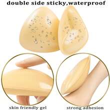 Self-Adhesive Bra Inserts, Padded Sports Bra Foam Silicone Cups, Thickened Small Bust Enhancing Triangle Heart-Shaped Sticky Invisible Plunge Bra Pads - Apricot - View 5