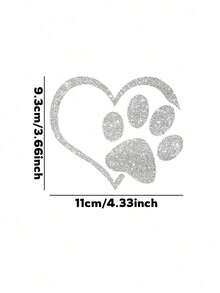 Sparkling Dog Paws Car Sticker, Creative Decal For Car Rear, Suitable For Laptops, Luggage, Phone Cases And Other Surfaces To Enhance The Premium Ambiance Of Vehicles - Silver - View 5