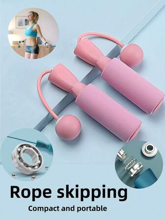 1 对加重无绳跳绳，带泡沫手柄，两用跳绳，适合健身、锻炼、健身、户外运动，健身必备