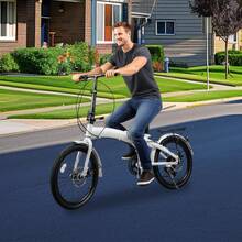 Folding Bike Foldable Bicycle With 7 Speed Gears 20-Inch Wheels Easy Folding City Bicycle With Disc Brake, Front And Rear Fenders - 白色 - 查看 6