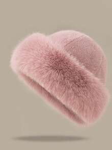 Winter Thick Warm Furry Beanies Hat Women Fashion Imitation Mink Fur Russian Cap Solid Color Plush Brimless Cap Brimless Ski Hat Hair Sleep Cap - Multicolor - View 7