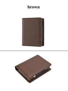 1个便捷时尚的男士短款PU皮钱包，带自动弹出式铝合金卡槽，防盗防磁，男士最佳礼物 - 彩色 - 查看 13