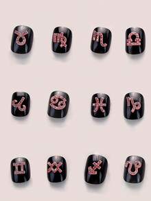 12 Stücke Strass Sternzeichen Nagelkunst Dekorationen, modischer 3D Nagel Schmuck