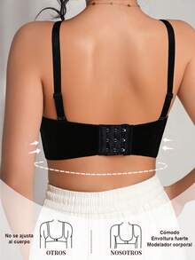 COTOLO Sutiã para mujer de superficie lisa escote en V con detalle de entrelazamiento múltiples ganchos alças ajustables multicolor estilo sexy para uso diário - brassieres de mujer ropa interior de mujer tops de mujer corset brasier push up - Negro - Ver 2