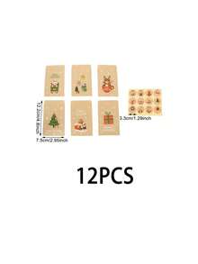 24 件圣诞装饰迷你礼品袋（带贴纸），圣诞节 - 彩色 - 查看 9