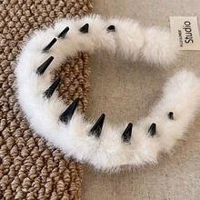 1个豹纹毛绒发箍，可爱波浪发夹带齿，蓬松发根增发器，防滑发箍，适合日常佩戴和洗脸，秋冬季节适用，发带发箍发饰头饰发箍 - 彩色 - 查看 9