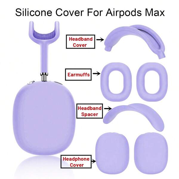 Solid Color Silicone Protective Case Compatible With Max - Soft Silicone Cover, Waterproof, Dustproof, Fingerprint-Proof, Scratch-Resistant 360° Full Protection, Silicone Ear Cup Cover, Silicone Headband Cover, Silicone Headband Pad, Silicone Carrying Case, Flexible Silicone Material For Comfort, Durability And Easy Cleaning, Multiple Colors Available, Great Gift