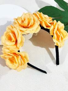 1件装女士金色、银色、红色、蓝色玫瑰花仿真花黑色发箍，圣诞节、新娘婚礼装饰发圈，女士发带发饰头饰美容家居卧室装饰 - 玫瑰 - 查看 21