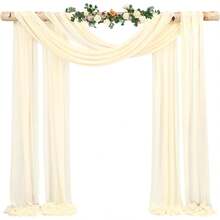 8 Panels 28" X 20ft Dusty Rose Wedding Arch Draping Chiffon Fabric For Ceremony, Arbor Drapery, Reception Decor, Party Sheer Backdrop Curtains, 2025 - Beige - View 1