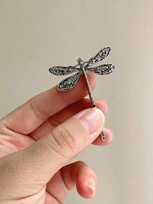 2Pcs Retro Silver Dragonfly Metal Hair Slide, Boho Y2K Non-Slip Side Bangs Clip, Women Girls Hair Accessory, Daily School Party Dating Small Hair Barrettes - 復古銀色 - 查看 3