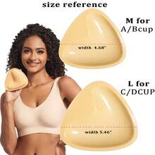 Self-Adhesive Bra Inserts, Padded Sports Bra Foam Silicone Cups, Thickened Small Bust Enhancing Triangle Heart-Shaped Sticky Invisible Plunge Bra Pads - Apricot - View 6