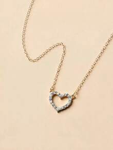Rhinestone Heart Decor Necklace Valentines,Mom,Mother,Mother's Day,Gift - Bạc - Xem 8