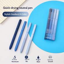 4pcs/Set Gradient Gel Pens, Retractable Ballpoint Pens, 0.5mm Tip, Black Ink, Quick-Drying, Smooth Writing - For School, Business, Documents, Office, Diary, Writing, Notes, Suitable For Students, Office Workers, Teachers, School Supplies, Stationery, Learning Supplies.