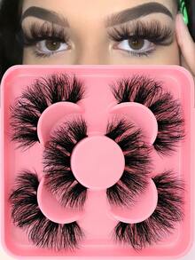 3 Pairs Full False Eyelashes Super Fluffy Volumized Eyelashes Dramatic Look 3D Wispy Faux Mink Lashes