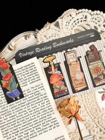 4pcs Retro Magnetic Bookmark In Black Magnetic Bookmark For Books Book Decoration Card