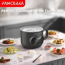 PANCERKA 1 PC Portable Electric Hot Cooker With Non-Stick Coating, Touch Screen Electric Hot Pot, 500W Power, 8 Cooking Functions: Cooking Rice, Soup, Hot Pot, Porridge, Fried Eggs, Steam, Low-Sugar Rice, Millet Congee(EU Plug)