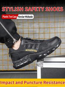 أحذية أمان للعمل جديدة للرجال، مقاومة للثقب بطرف من الصلب، مضادة للصدمات، مانعة للانزلاق، ماصة للصدمات، مقاومة للتآكل، بنظام ربط بالأربطة، قاعدة ناعمة، أحذية أمان للعمل مزيلة للروائح الكريهة