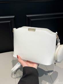 Vintage Patchwork Decorated Bucket Crossbody Bag - White - View 6