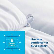 - Edredn Acolchado de Plumn Alternativo - - Microfibra Suave e Hipoalergnica - salo o con Funda - Reversible - Toda Estacin - Azul Marino con Gris Claro - Matrimonial + Blanco / Rayas Gris - Ver 5