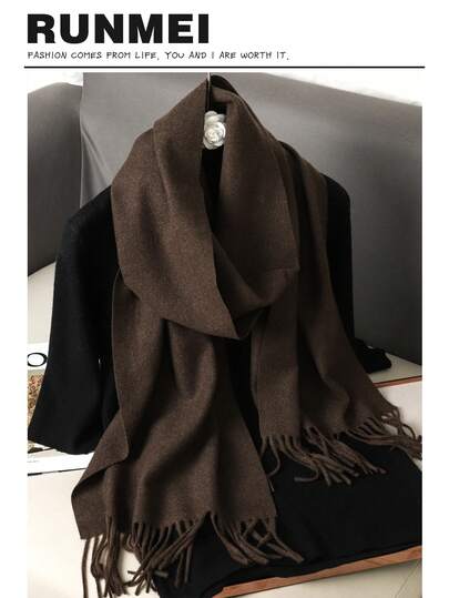 1 szt. Żółty, żywy kaszmirowy szalik damski w jednolitym kolorze z frędzlami, 30*180 cm, miękkie szale na wiosnę, lato, jesień i zimę