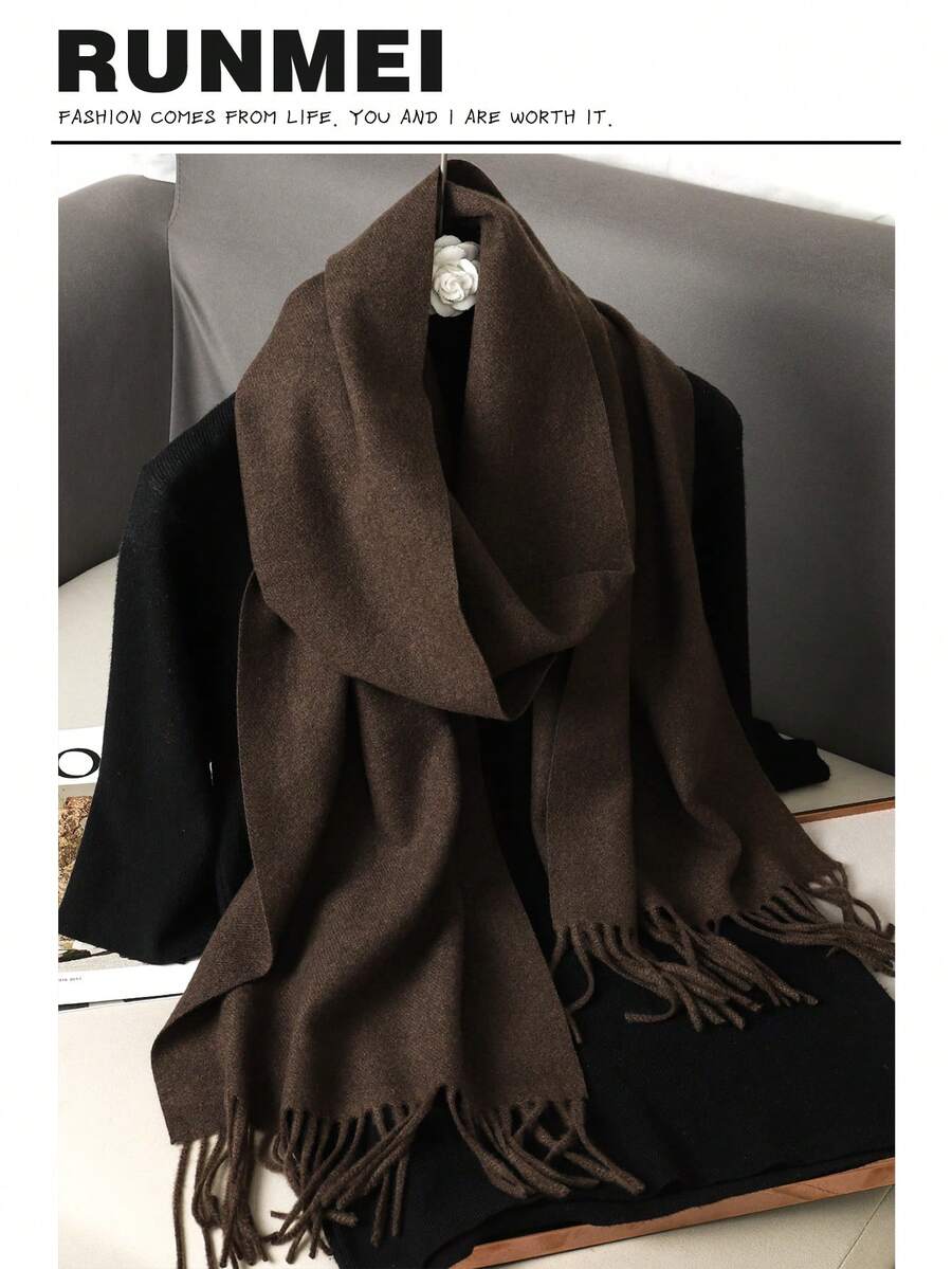 1pc Lady's Yellow Vivid Cashmere Solid-Colored Scarf With Tassels 30*180cm Soft Shawls For Spring Summer Autumn And Winter For Dress