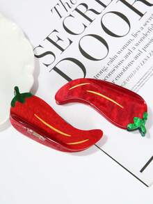 1pc Women's Creative Chili Pepper Shaped Hair Clip, Unique Funny Design Hair Claw Cartoon Hair Accessory, Suitable For Daily Commute, Holiday Gift