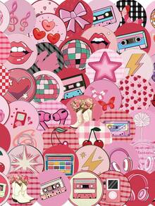 50PCS Highlight Covers Stickers Decals For Phone Scrapbook Skateboard Luggage Guitar Graffiti Aesthetic Sticker - Apricot - View 1