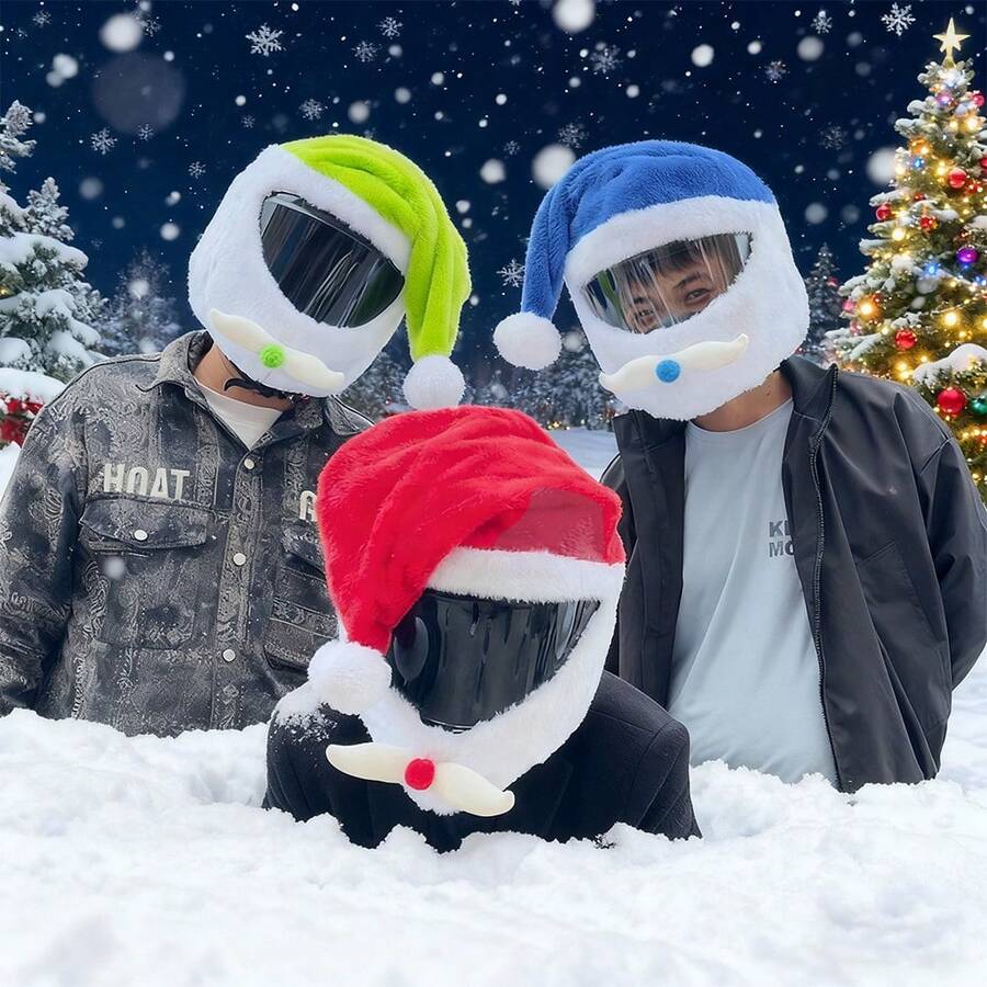 Cycling Helmet Accessories, Helmet Cover {Helmet Not Included}, Santa Hat, Christmas Gift - Green - View 1