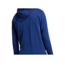 Adidas Men's Casual Sports Style Letter Print Contrast Striped Side Kangaroo Pocket Drawstring Hoodie - Blue - View 3