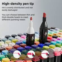 touchhero 168/120/80/48/36/24 PCS Marker Sets, Dual-Tips, DIY Craft Pens, Watercolor Pens, School Supplies, Professional Permanent Colors, For Painting, Sketching, Coloring, Calligraphy - Ideal For Halloween & Christmas Gifts, Art Lovers, Art Supplies - 120 種顏色和麥克筆 - 查看 2