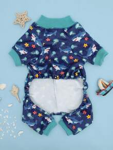 1件装3D鲨鱼鳍设计，超级可爱！鲨鱼图案宠物用品，柔软舒适，适合小型/中型犬，防掉毛 - 彩色 - 查看 5