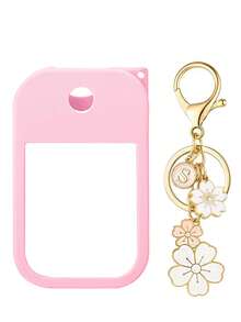 2pcs/1pc (30ml) Hand Sanitizer Spray Bottle Protective Case, 26 Cherry Blossom Letter Pendant, Silicone Spray Bottle Anti-Drop Anti-Collision Protective Cover, Keychain Design, Easy To Carry For Travel, Can Be Hung On Bags, Keys Or Children's Backpacks, Wear-Resistant, Waterproof, Reusable Protective Cover Suitable For Hand Sanitizer Spray Bottle, Travel, Outdoor, Gifts, Halloween Gifts, Christmas Gifts
