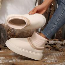 Boots For Women Winter Outdoor Snow Short Ankle Boots Platform Warm Lined Fuzzy Fluffy Shoes Indoor - trắng - Xem 4
