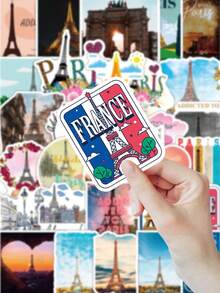 50PCS Cute Romantic Paris Eiffel Tower Stickers Pack - Vintage City Travel Decals For Laptop, Water Bottle, Luggage Decoration Scrapbook Supplies Scrapbook Stationery