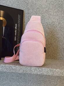 1 Stück Cord Hüfttasche, modisch und vielseitig mit doppellagiger Reißverschlusstasche, verstellbarer Schultergurt, geeignet für Teenager-Mädchen, weibliche Studenten, Erstsemester und Büroarbeiter, sehr geeignet für Büro, Uni, Arbeit, Geschäft, Pendeln, Outdoor, Reisen, Ausflüge, Einschulung College-Stil Hüfttasche