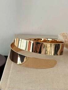 1pc Elegant Leaf Wrapped Metal Armband, Suitable For Women To Wear On Any Occasion