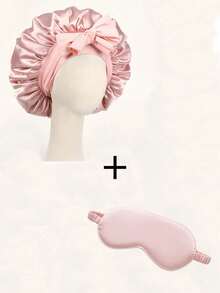 2pcs Luxury Satin Silk Soft Cap With Adjustable Drawstring - Lightweight Hair Care Soft Cap, Smooth Eye Mask, Blackout Non-Compressive Eye Mask, Suitable For Overnight Wear, Long Curly Or Braided Hair - High-End Bathroom Accessory, Fashionable And Comfortable, Suitable For Women Bonnet For Women - Multicolor - View 4